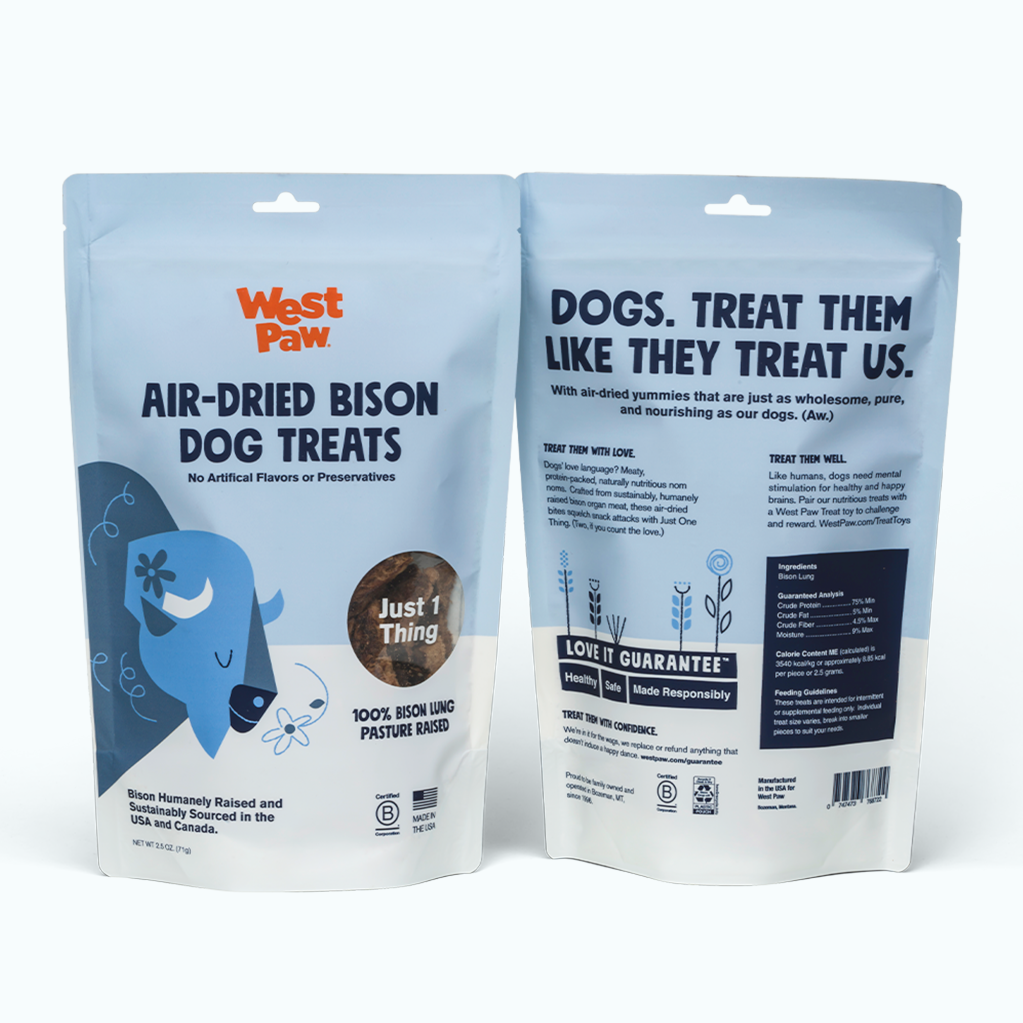West Paw Air-Dried Bison Lung Dog Treats