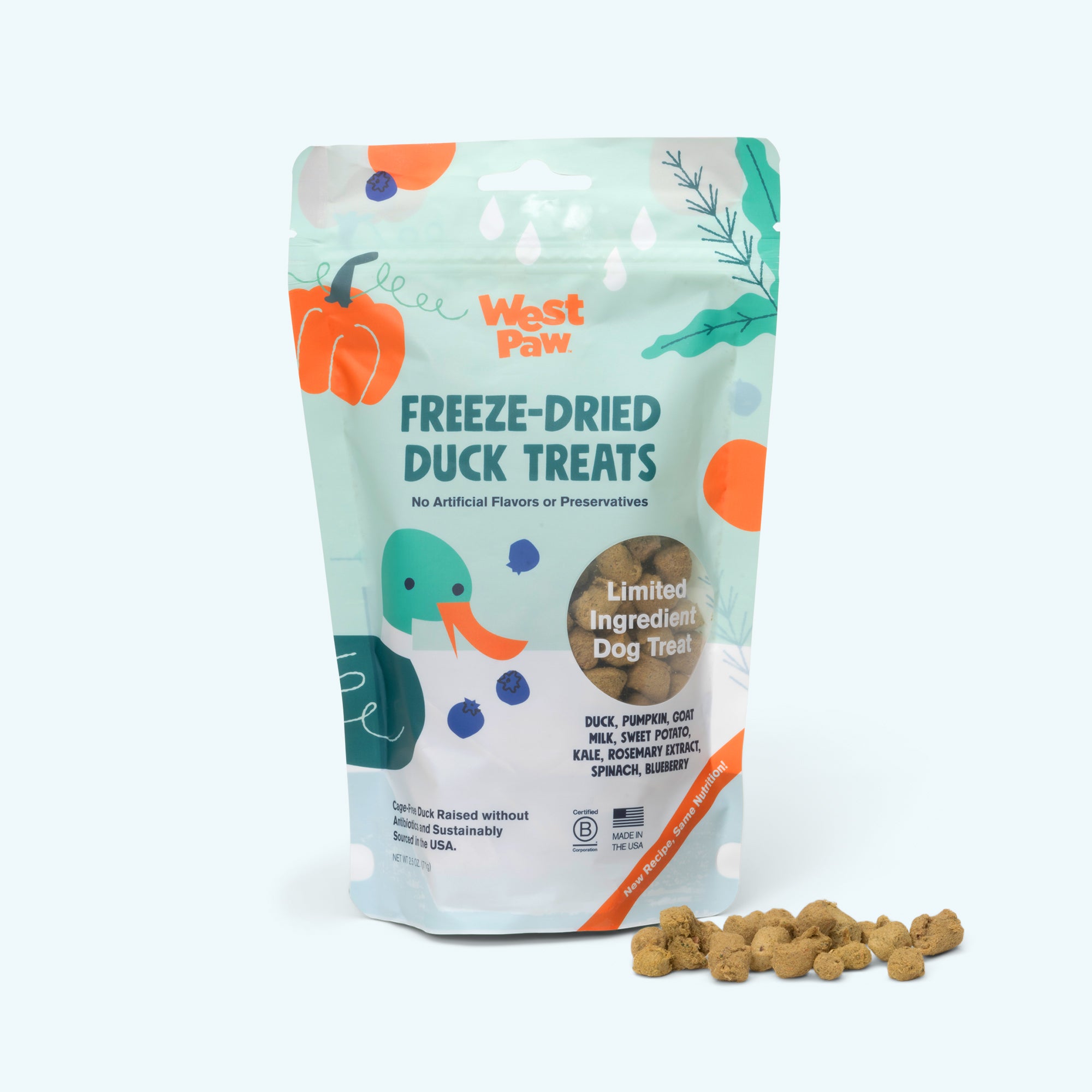 Duck with Superfood Dog Treat 2.5 Oz. Bag | Duck Dog Treats | West Paw