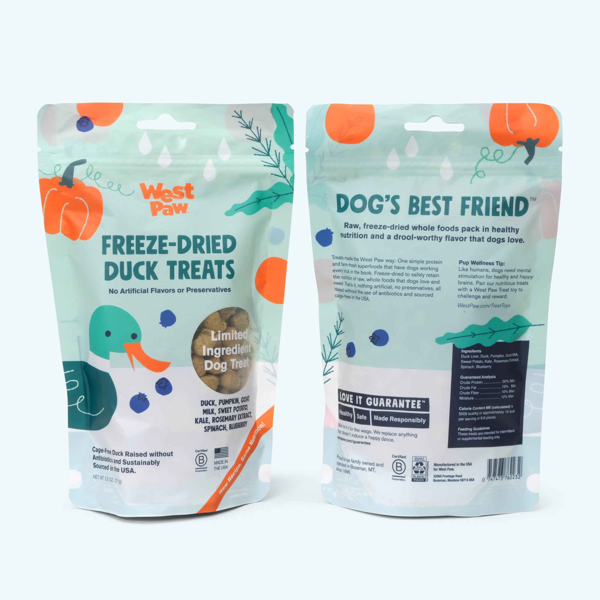 Duck with Superfood Dog Treat 2.5 Oz. Bag | Duck Dog Treats | West Paw