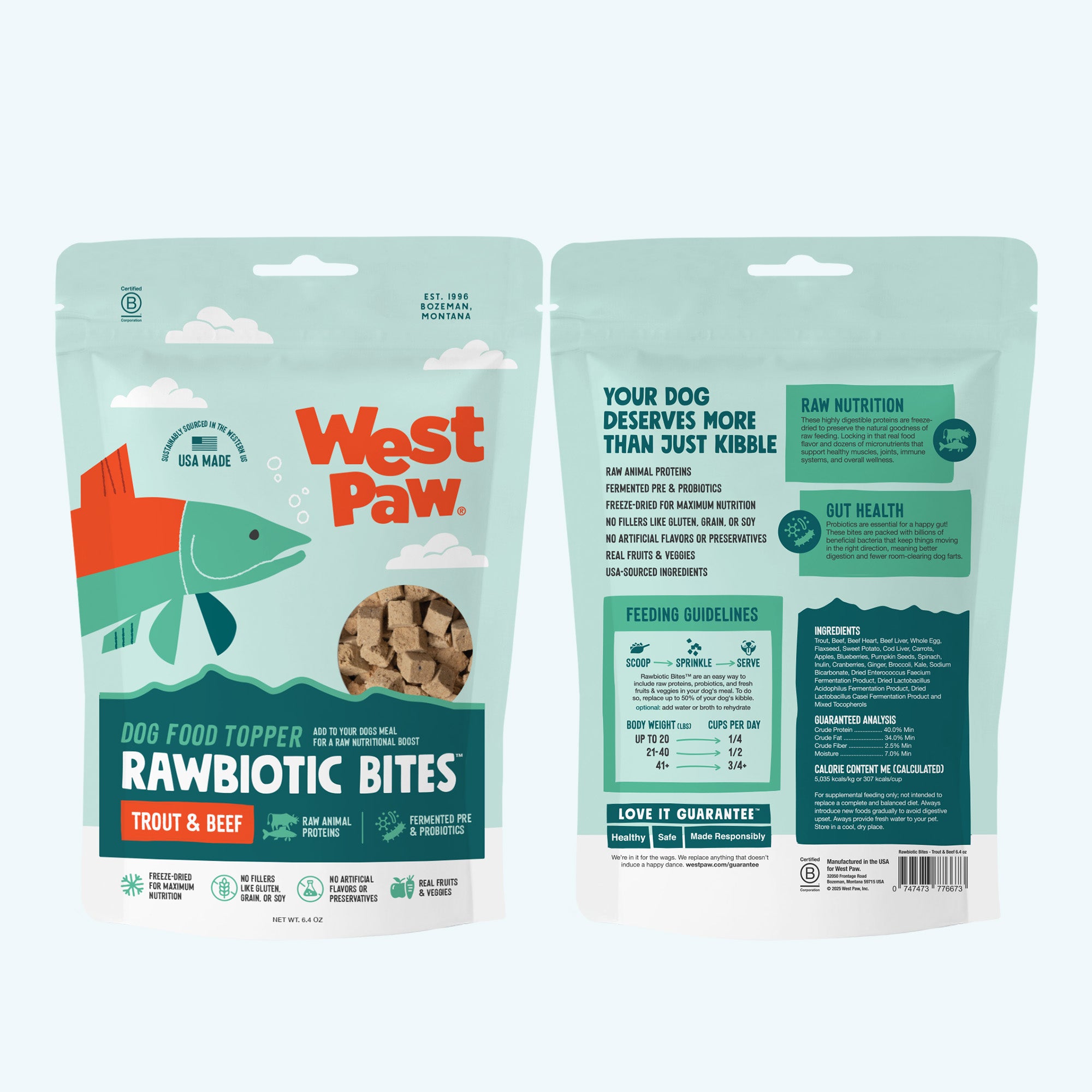 ドッグフード west o- Rawbiotic Bitesª | Freeze-Dried Trout & Beef Dog Food Topper