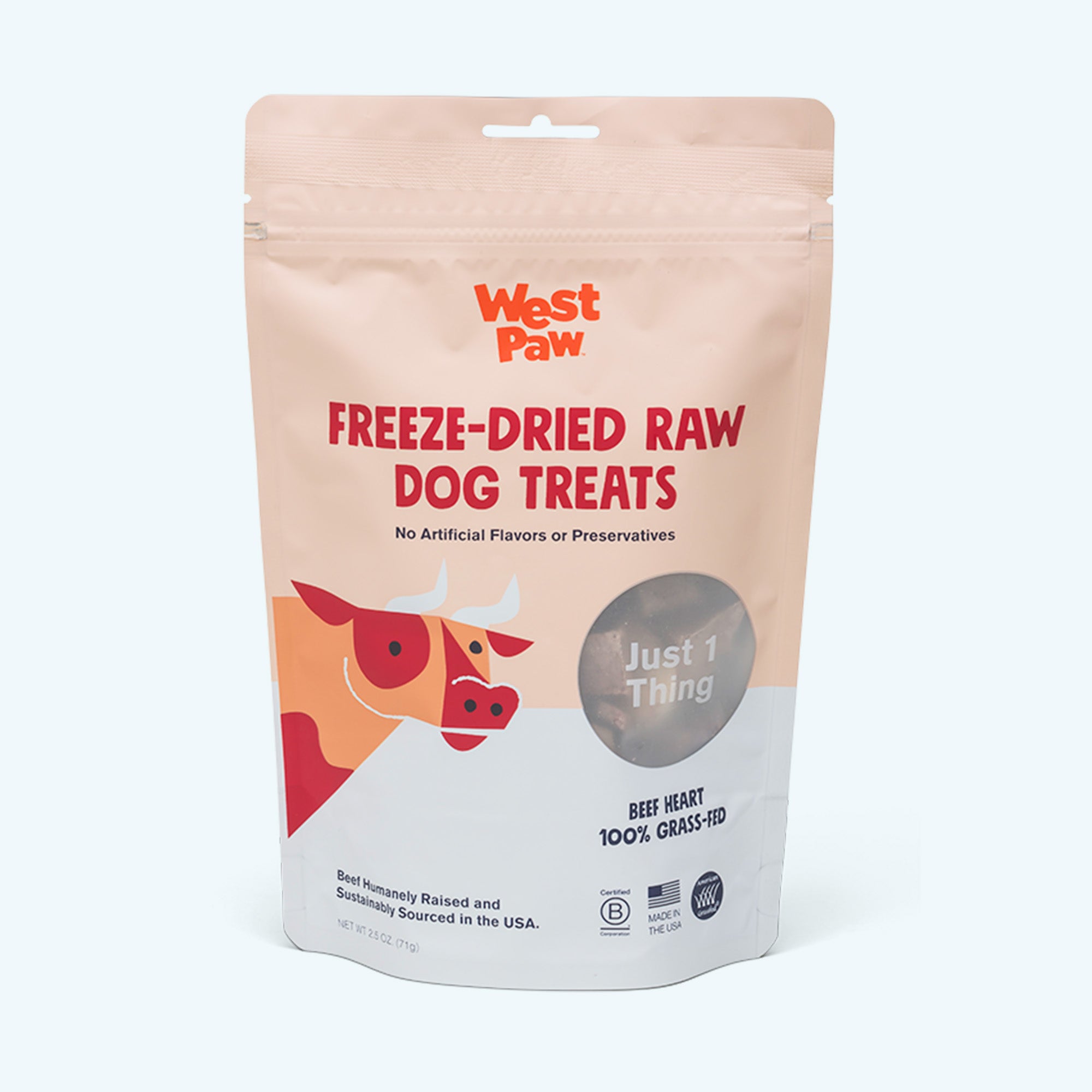 Beef Heart Freeze Dried Dog Treat 2.5 Oz Bag