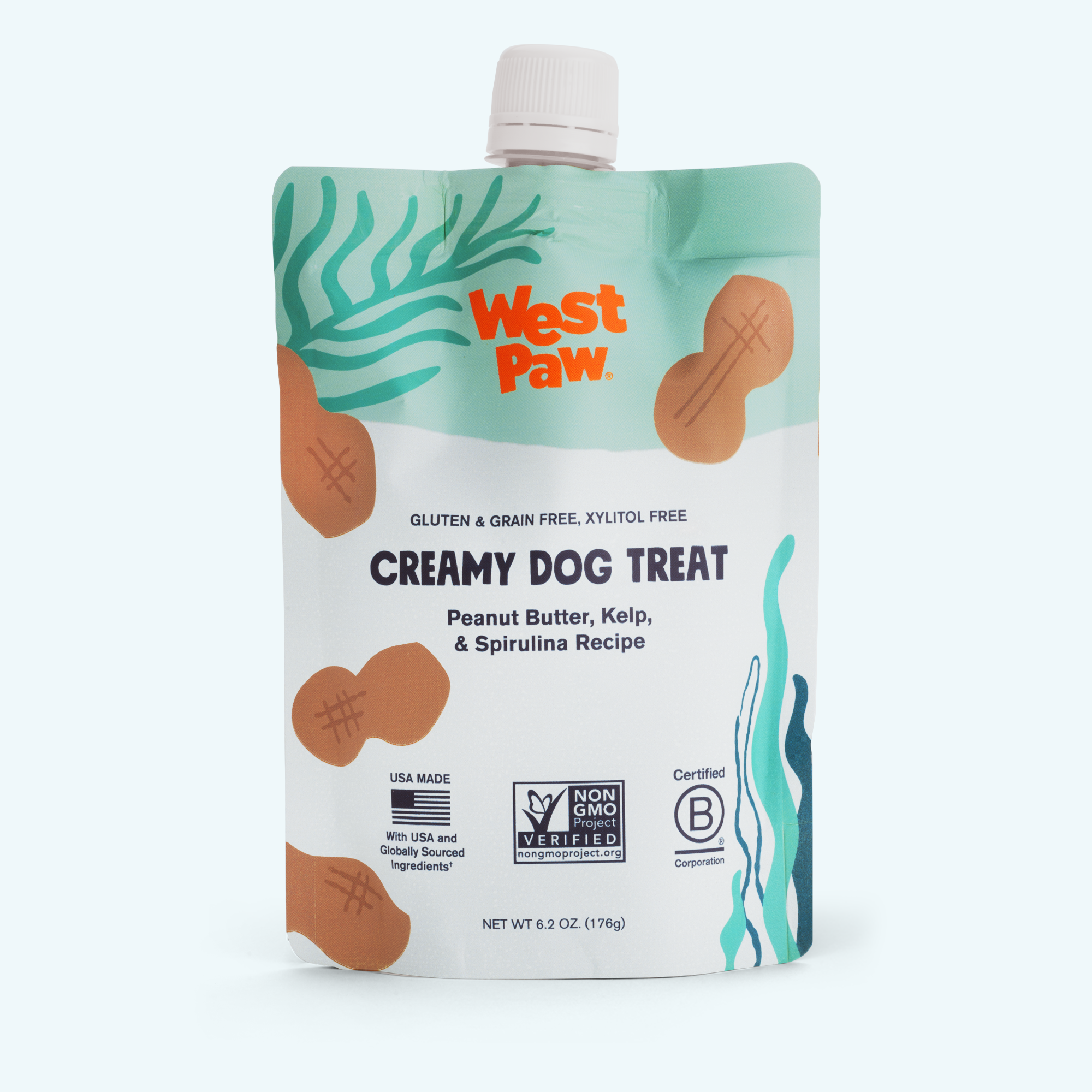 West Paw Creamy Dog Treat Peanut Butter Kelp Spirulina