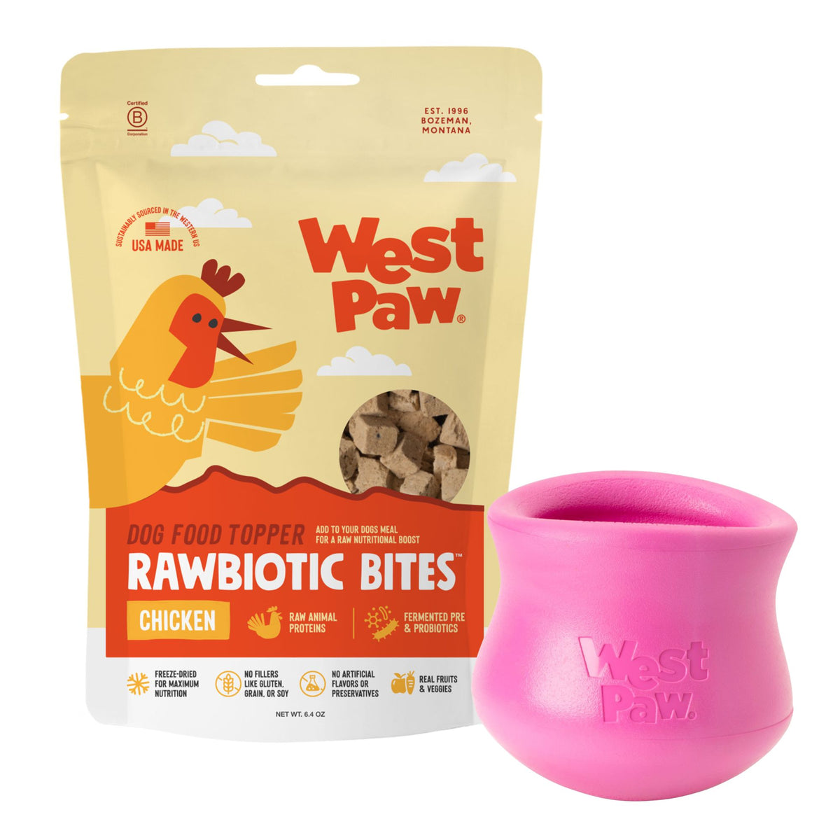 Large Limited Edition Hot Pink Toppl + Chicken Rawbiotic Bites