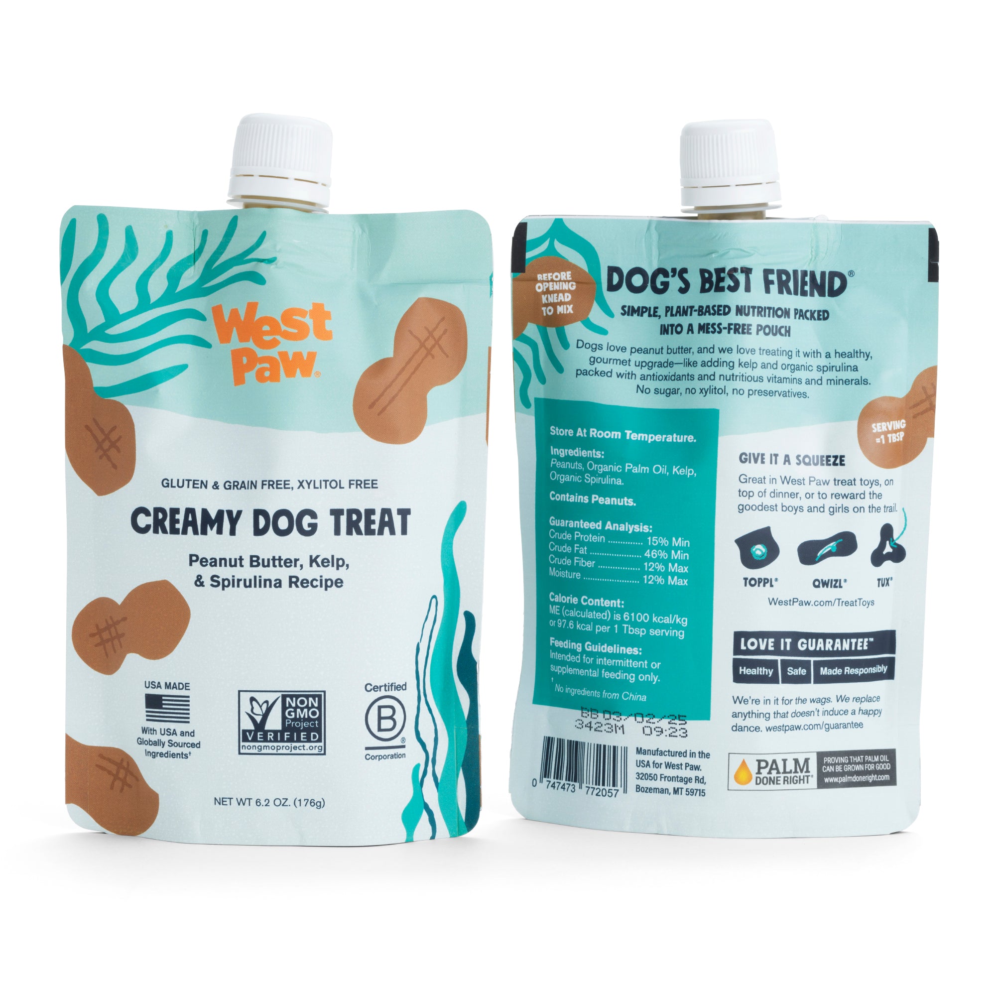 Peanut Butter, Kelp & Spirulina Creamy Dog Treat West Paw