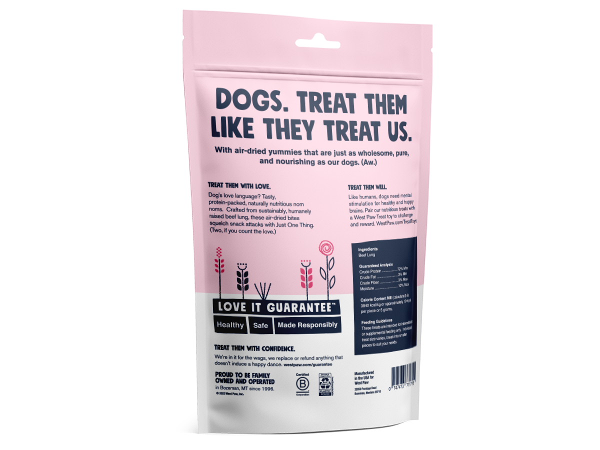 Beef Lung single ingredient dog treats 6-unit case pack