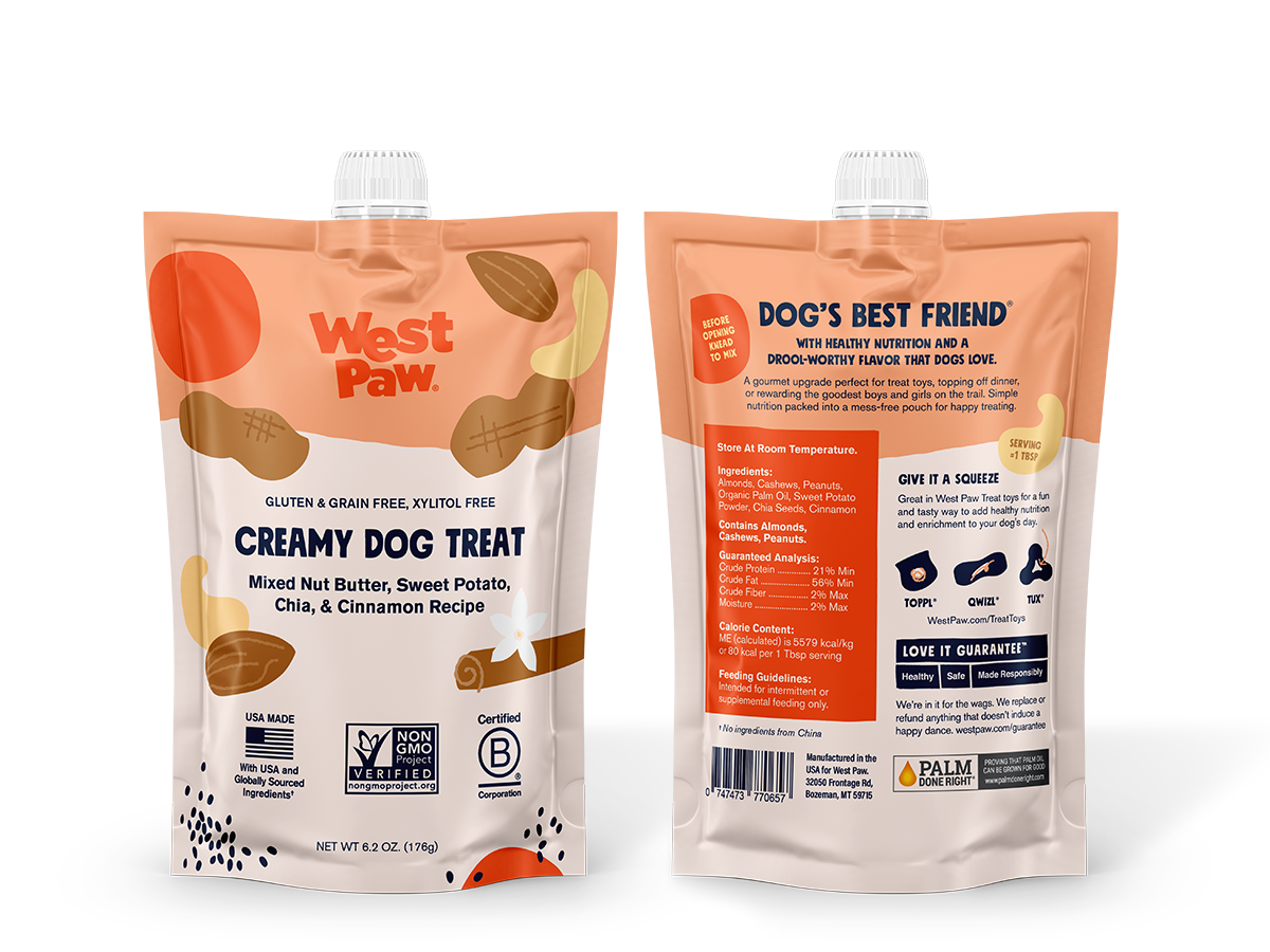 Nut Butter, Sweet Potato, and Chia Seed creamy dog treat, 6-unit case pack